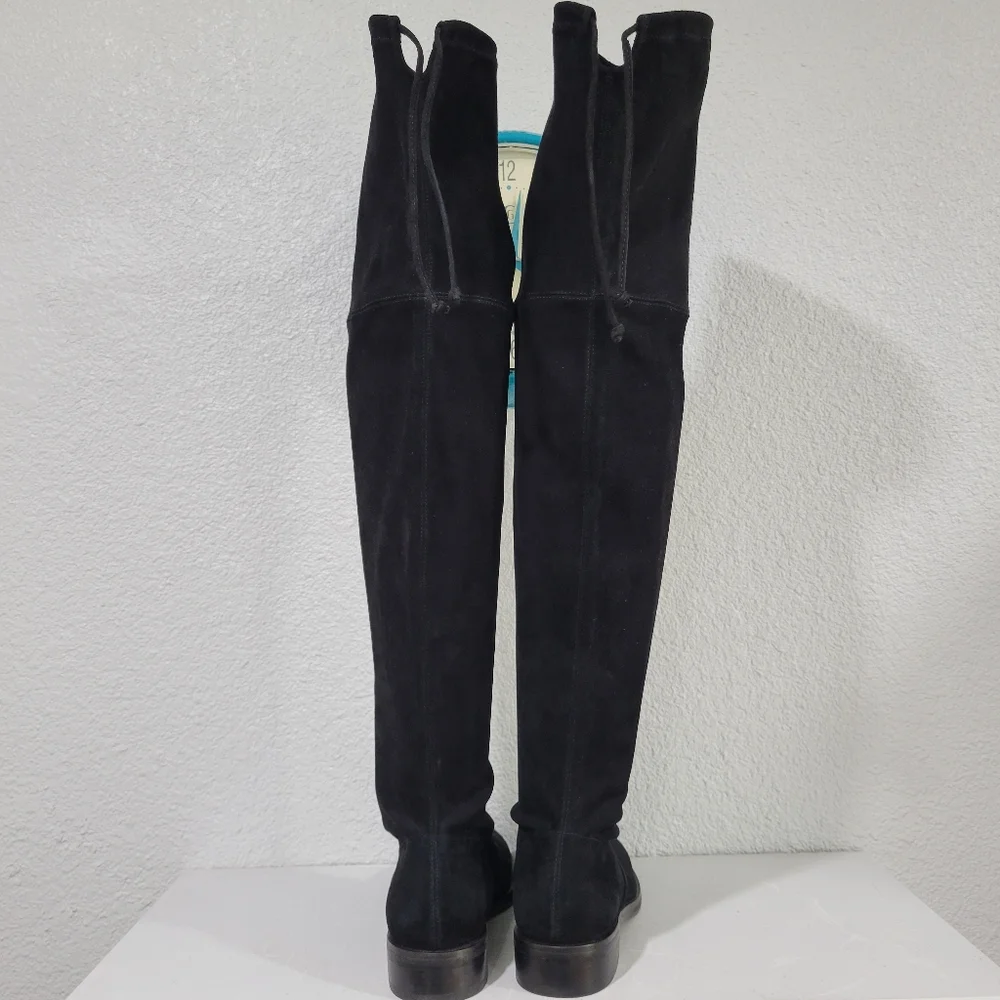 Stuart Weitzman Jocey Stretch Suede OTK Boots Black Size 8 US S0741 New!